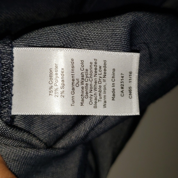 TALBOTS- Dark Stretch Denim Pencil Skirt w Lace Up Front, Size 4 Petite - Picture 7 of 7